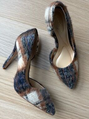 Furry Fall Plaid Heels